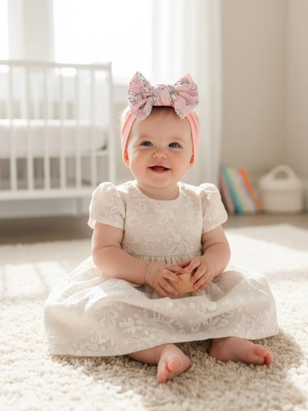 Baby Girl Pink Unicorn Headband Large Bow Hair Accessory Toddler